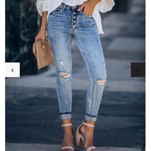 SIZE 3 REDWOOD HIGH RISE BUTTON FRONT SKINNY JEANS